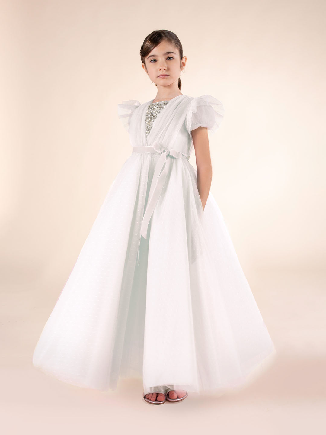 Embellished Plumentis Gown Cream / 8A / MKAB067