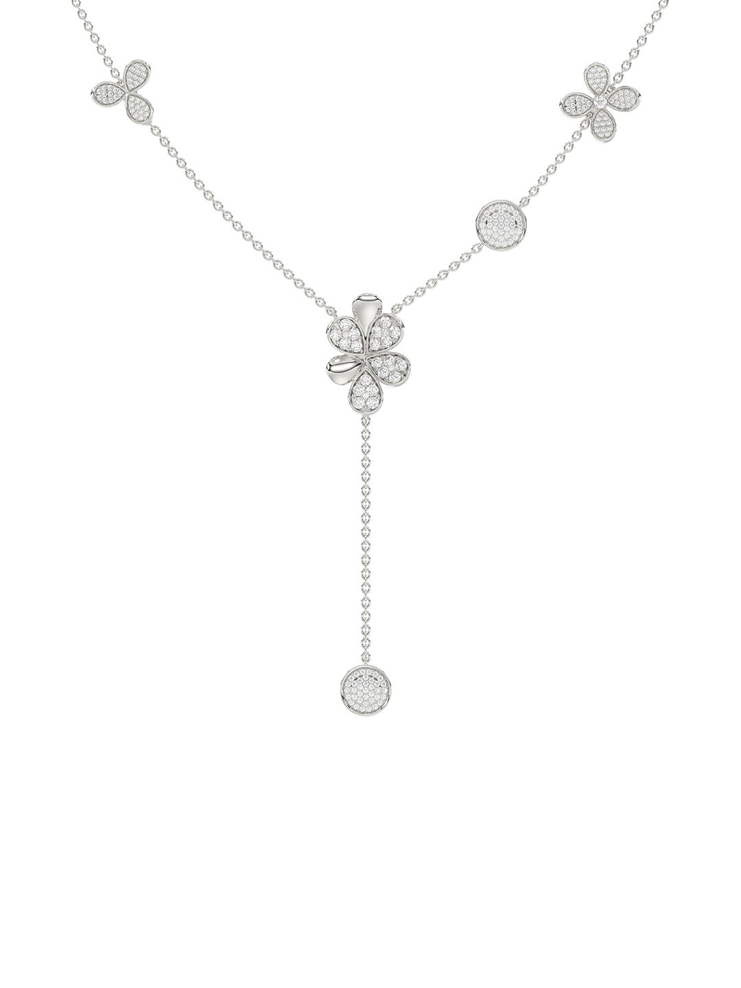 Floral White Gold Y Necklace | Marchesa