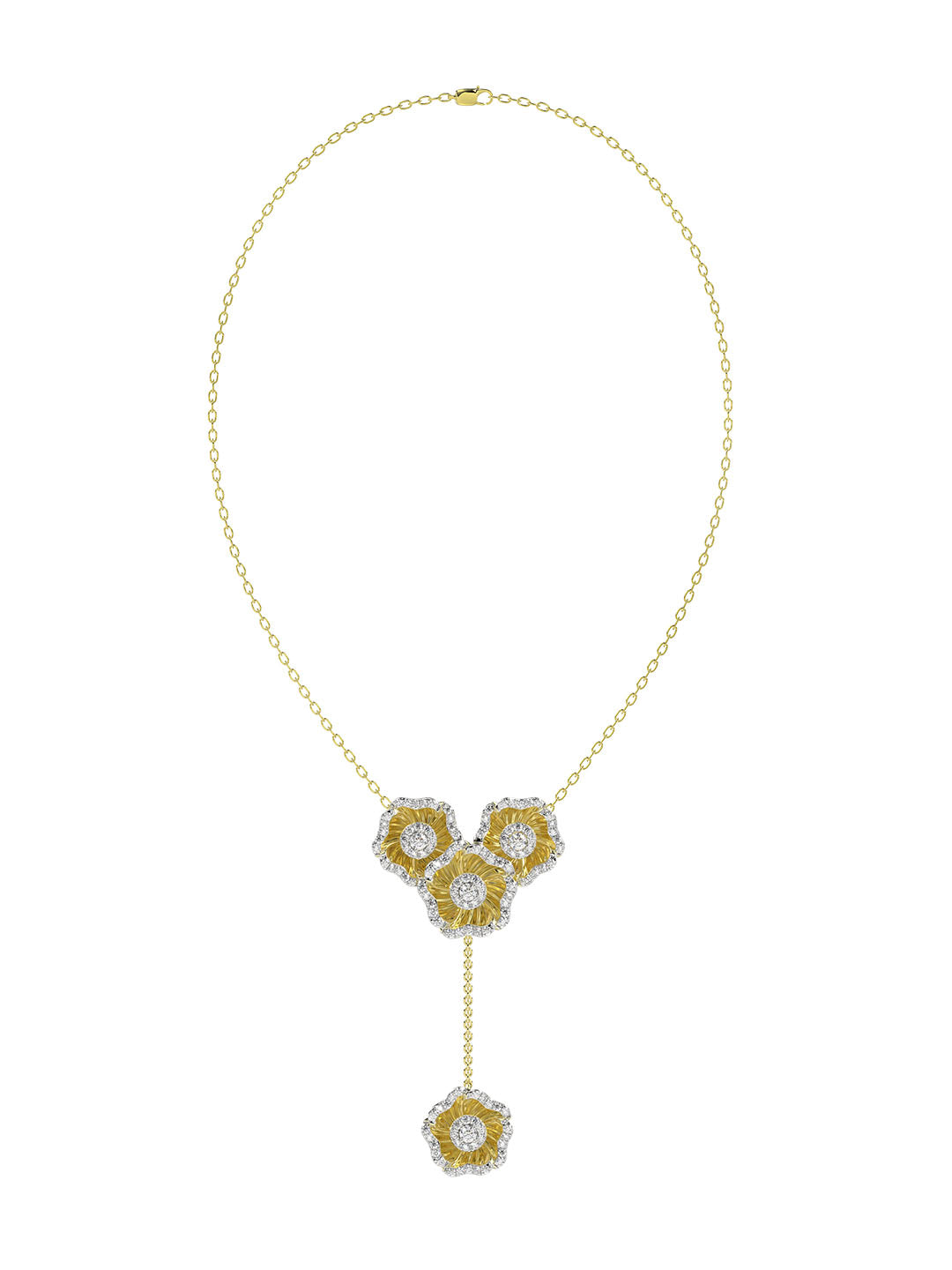 Halo Flower Rose Gold Y Necklace | Marchesa