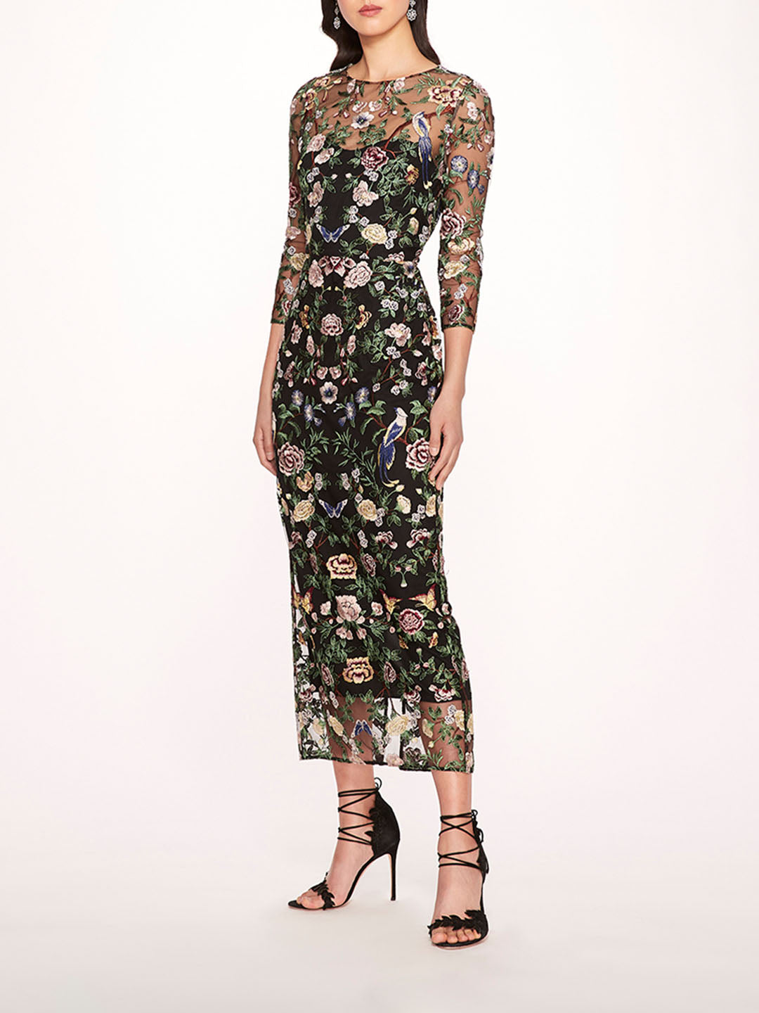 marchesa notte floral embroidered dress Long Botanical Midi Name/Description:Sara Custom - Swing Dress w Removable Overskirt Brown Dress Shoes With Marchesa Notte brings its Sleeve Length:Short Sleeve