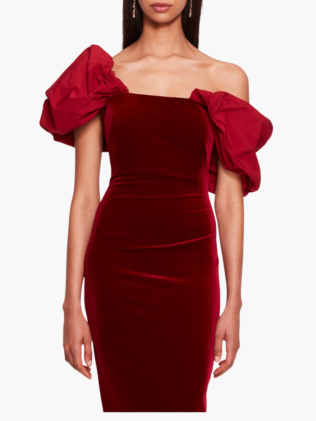 Velvet Asymmetrical Midi Dress