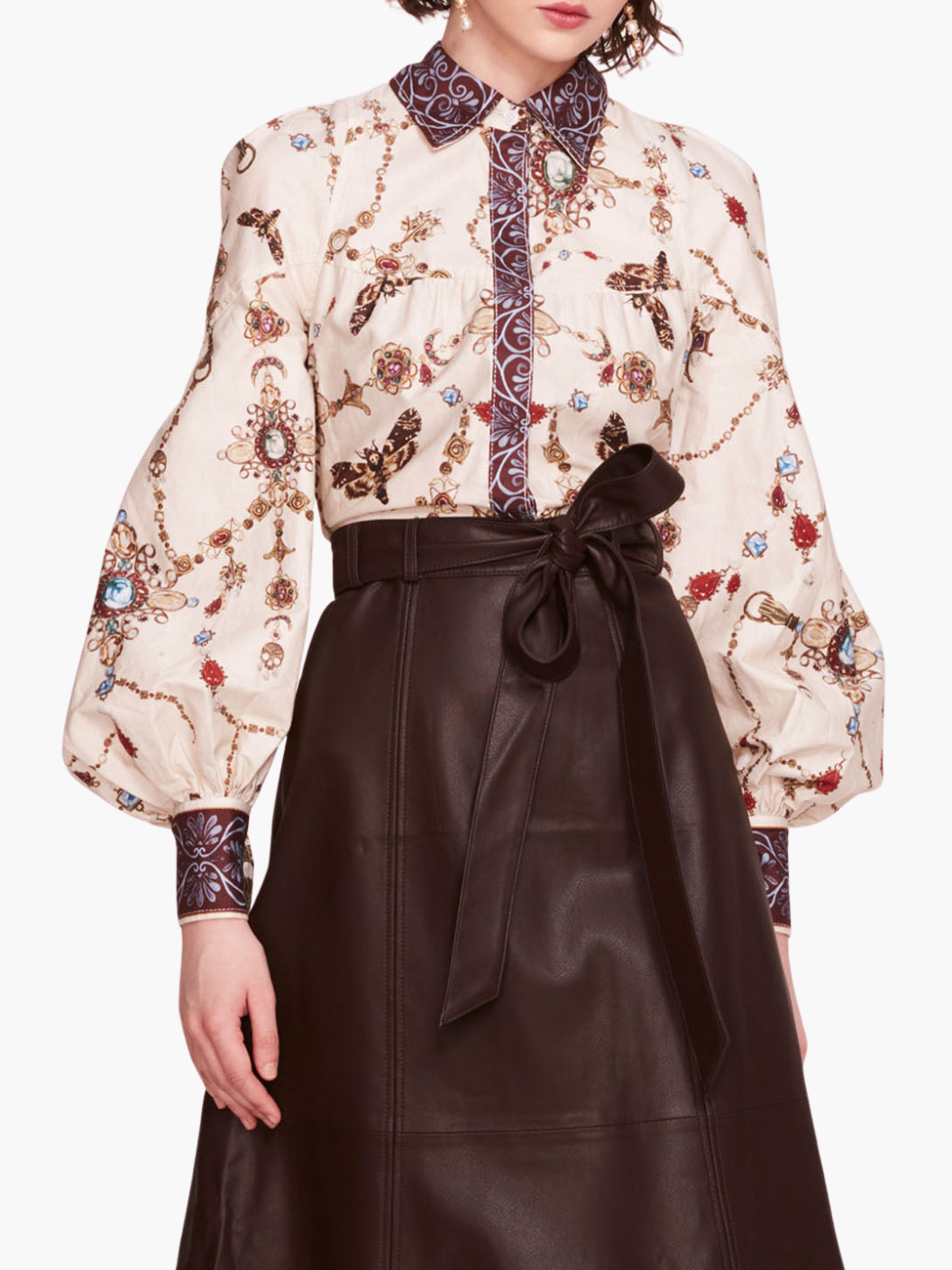 Faux Leather Poplin Midi Dress