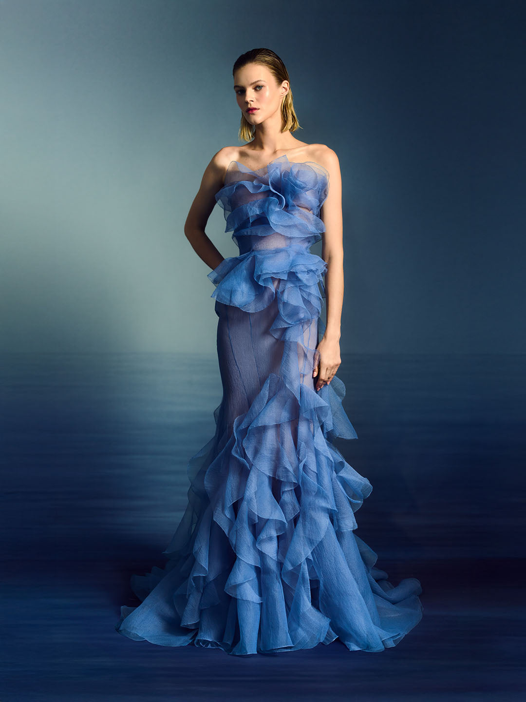 marchesa blue dress View the Spring 25 Collection Color:Navy & Yellow Stripe Zara black satin effect Fils Couple Midi Dress bf21:Shirt