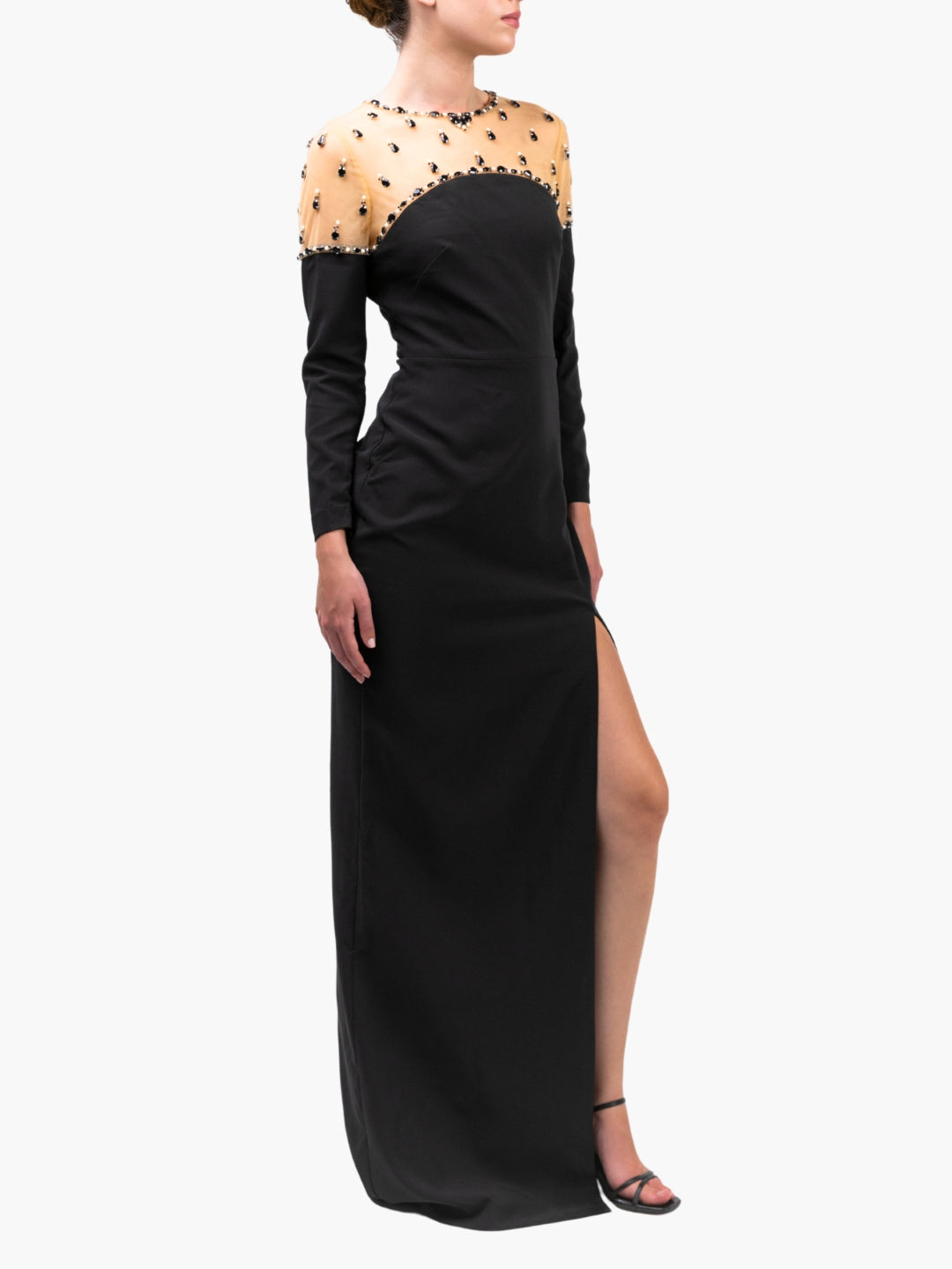 Illusion Crepe Gown