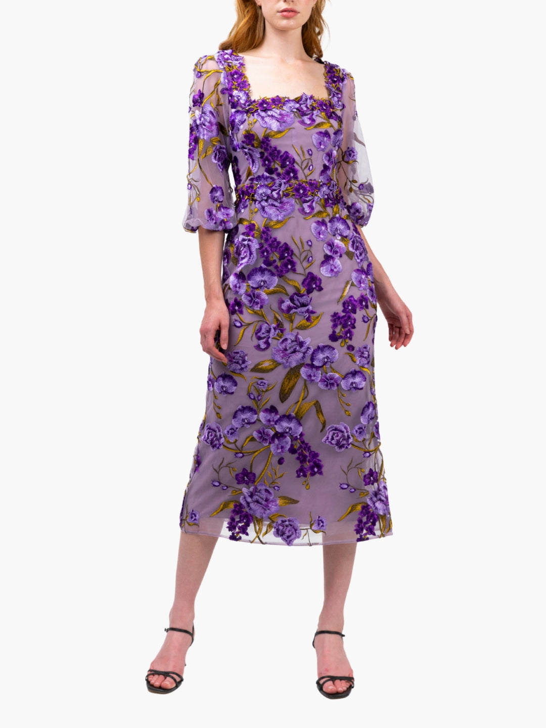Bronix Botanicals Long Sleeve Midi Dress | Marchesa Bronix Botanicals Long Sleeve Midi Dress | Marchesa