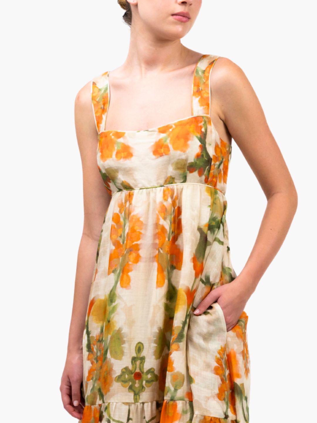 Ramie Square Neck Maxi Dress