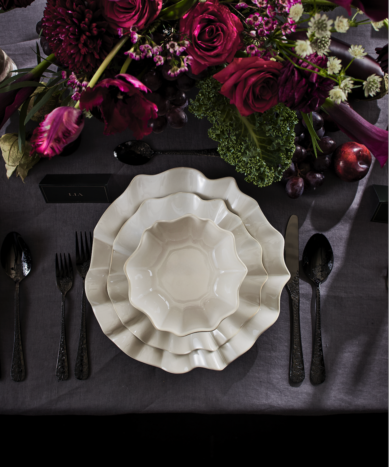 Marchesa Lotus Stoneware 12-Piece Dinnerware Set