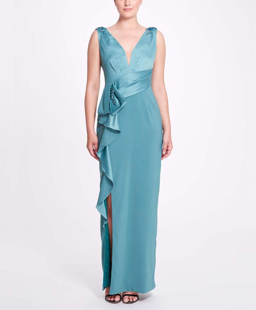 Satin Back Crepe Gown Marchesa