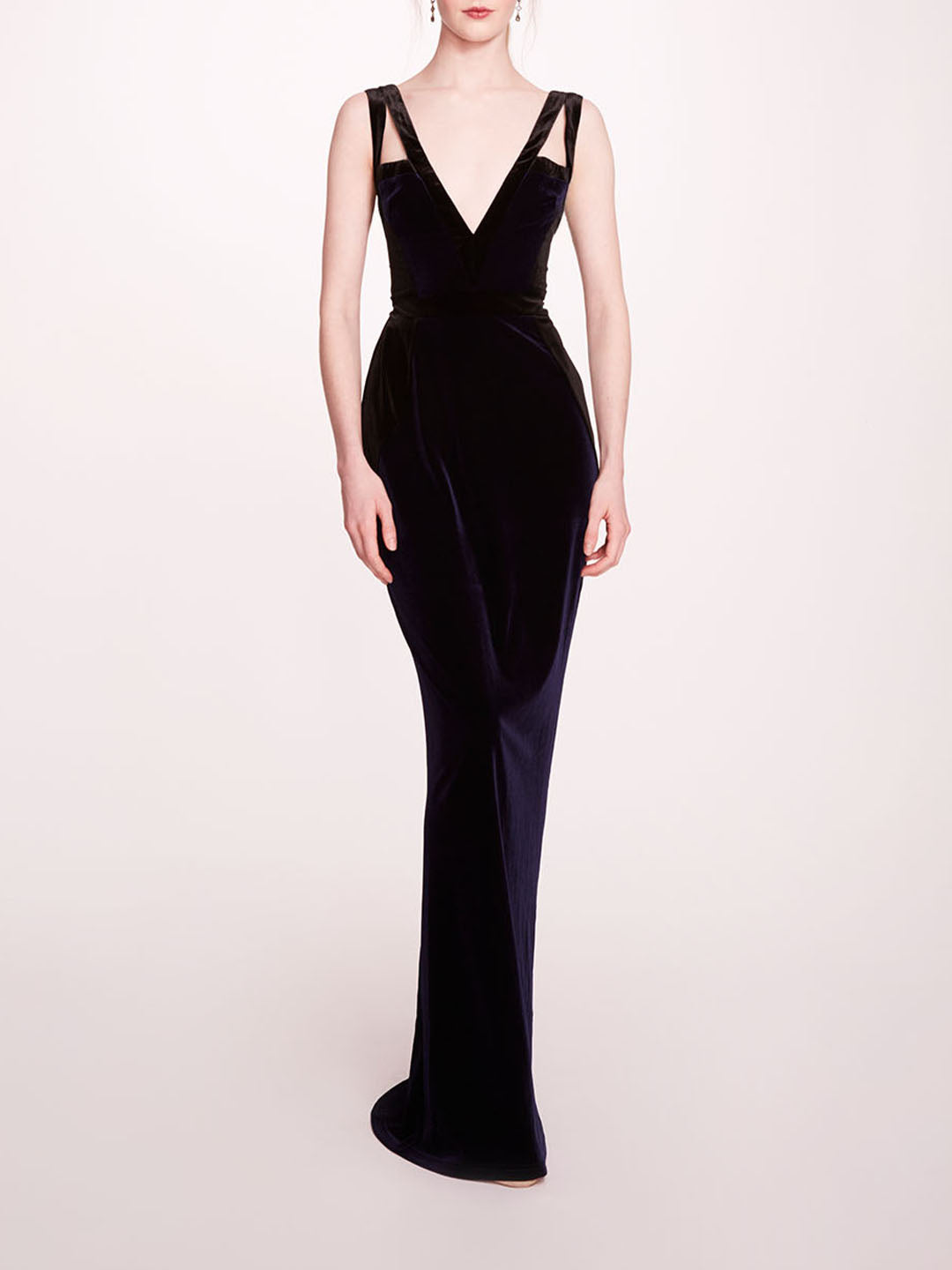 Sleeveless Velvet Column Gown | Marchesa