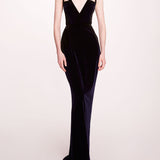 Sleeveless Velvet Column Gown | Marchesa