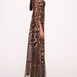 Sequin Lattice Cape Gown | Marchesa