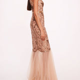 Sequin Lattice Strapless Gown | Marchesa