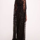 Sequin Lattice Cape Gown | Marchesa