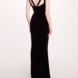 Sleeveless Velvet Column Gown | Marchesa