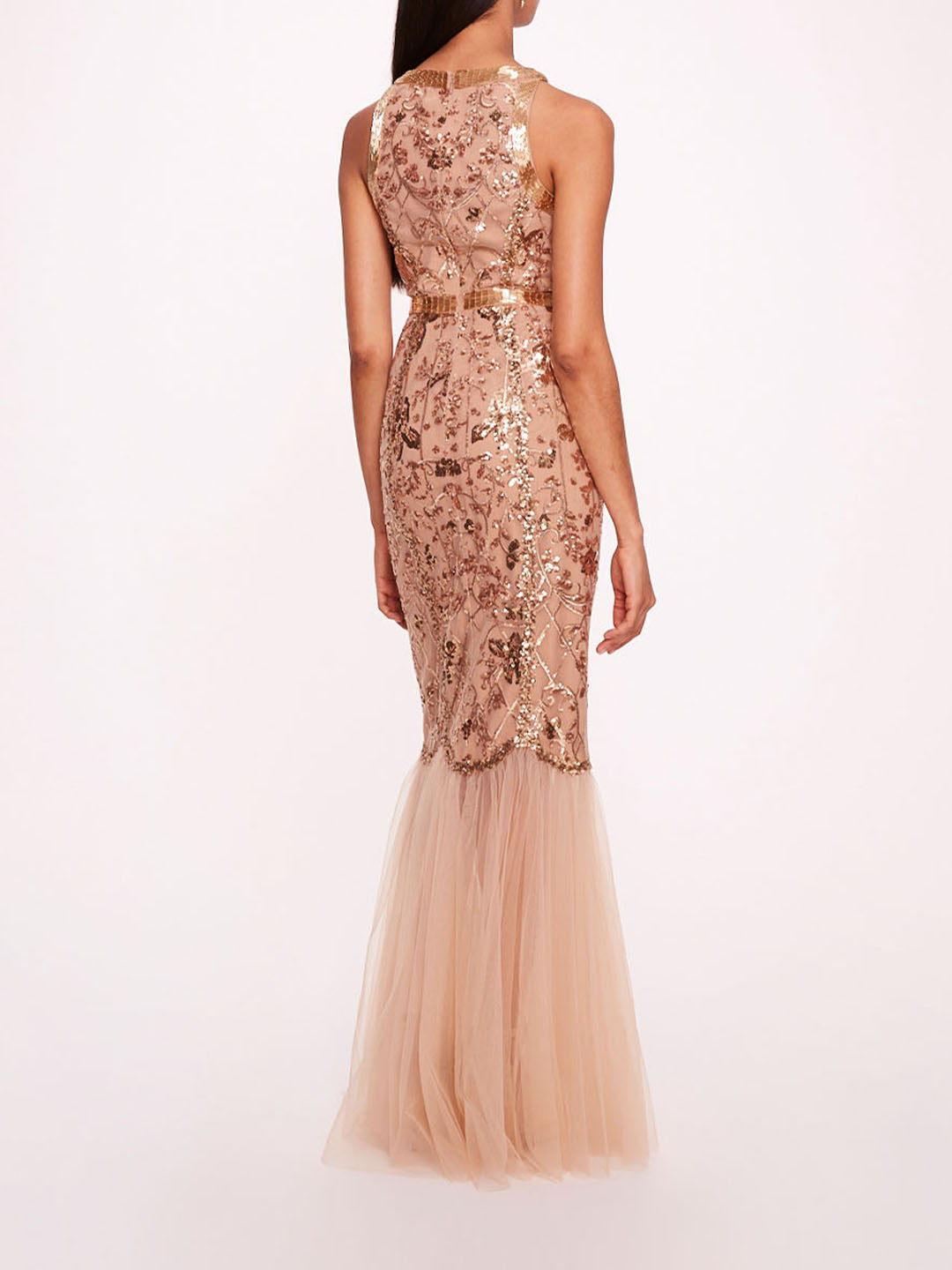 Sequin Lattice Strapless Gown | Marchesa