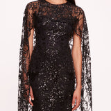 Sequin Lattice Cape Gown | Marchesa