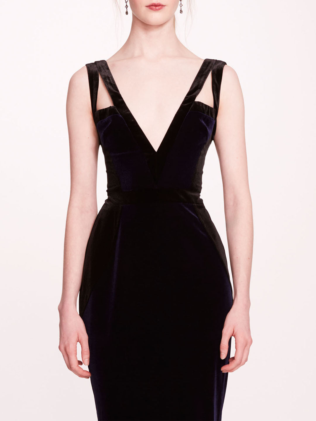 Sleeveless Velvet Column Gown | Marchesa