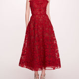 Strapless Corded Midi Dress