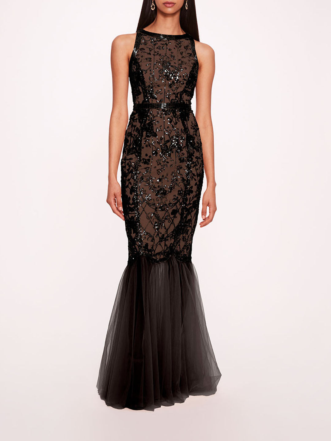 Sequin Lattice Strapless Gown | Marchesa