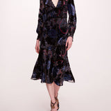Velvet Burnout Midi Dress | Marchesa