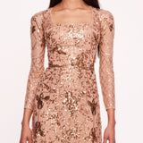 Sequin Lattice Sleeved Gown