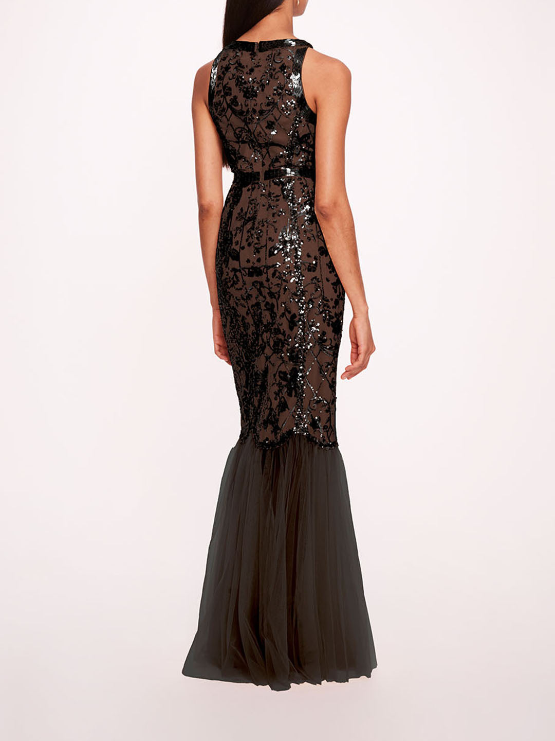 Sequin Lattice Strapless Gown | Marchesa