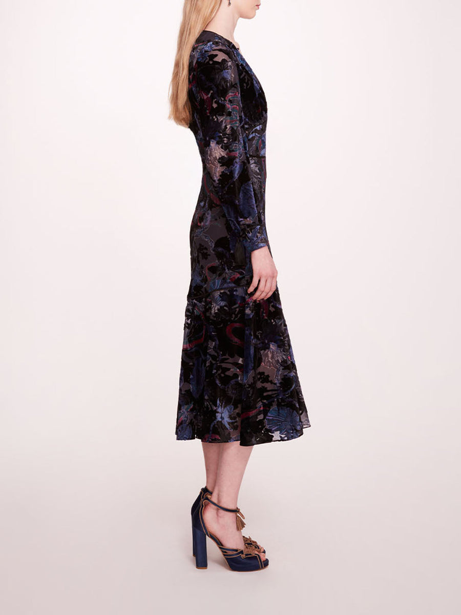 Velvet Burnout Midi Dress – Marchesa