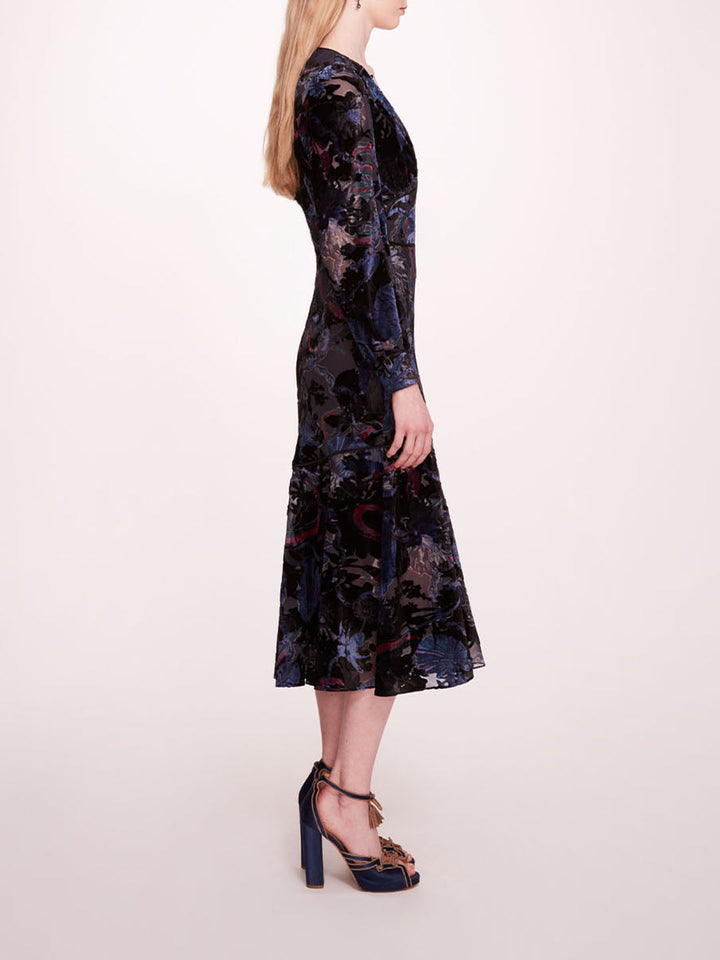 Velvet Burnout Midi Dress – Marchesa