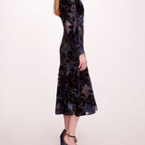Velvet Burnout Midi Dress | Marchesa