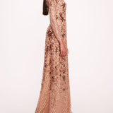 Sequin Lattice Sleeved Gown