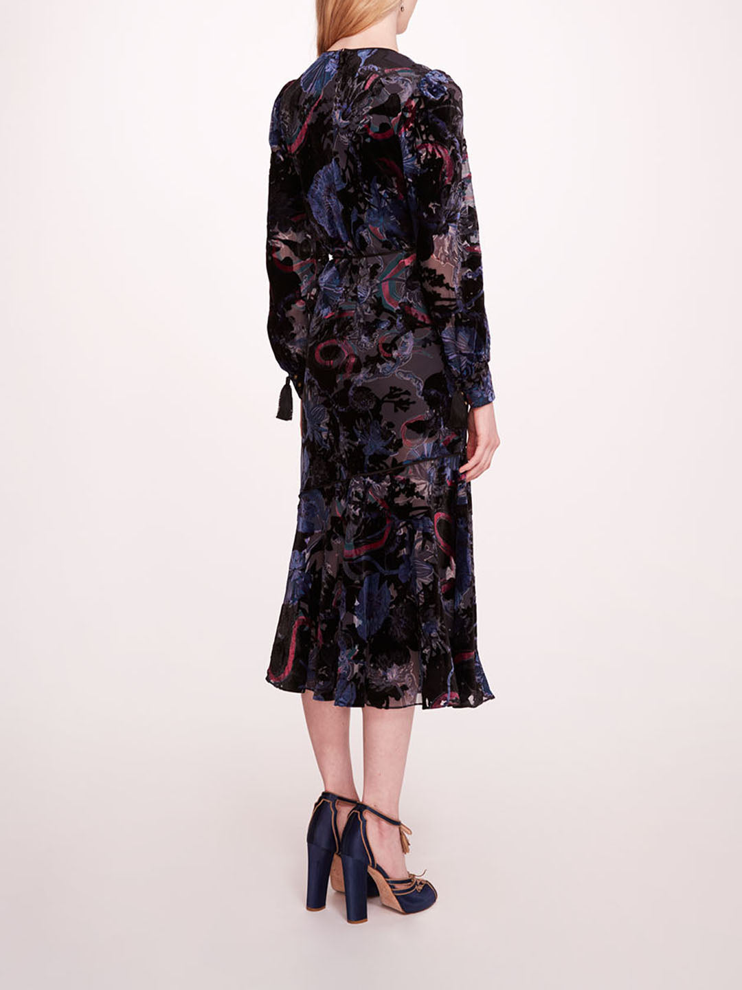 Velvet Burnout Midi Dress | Marchesa