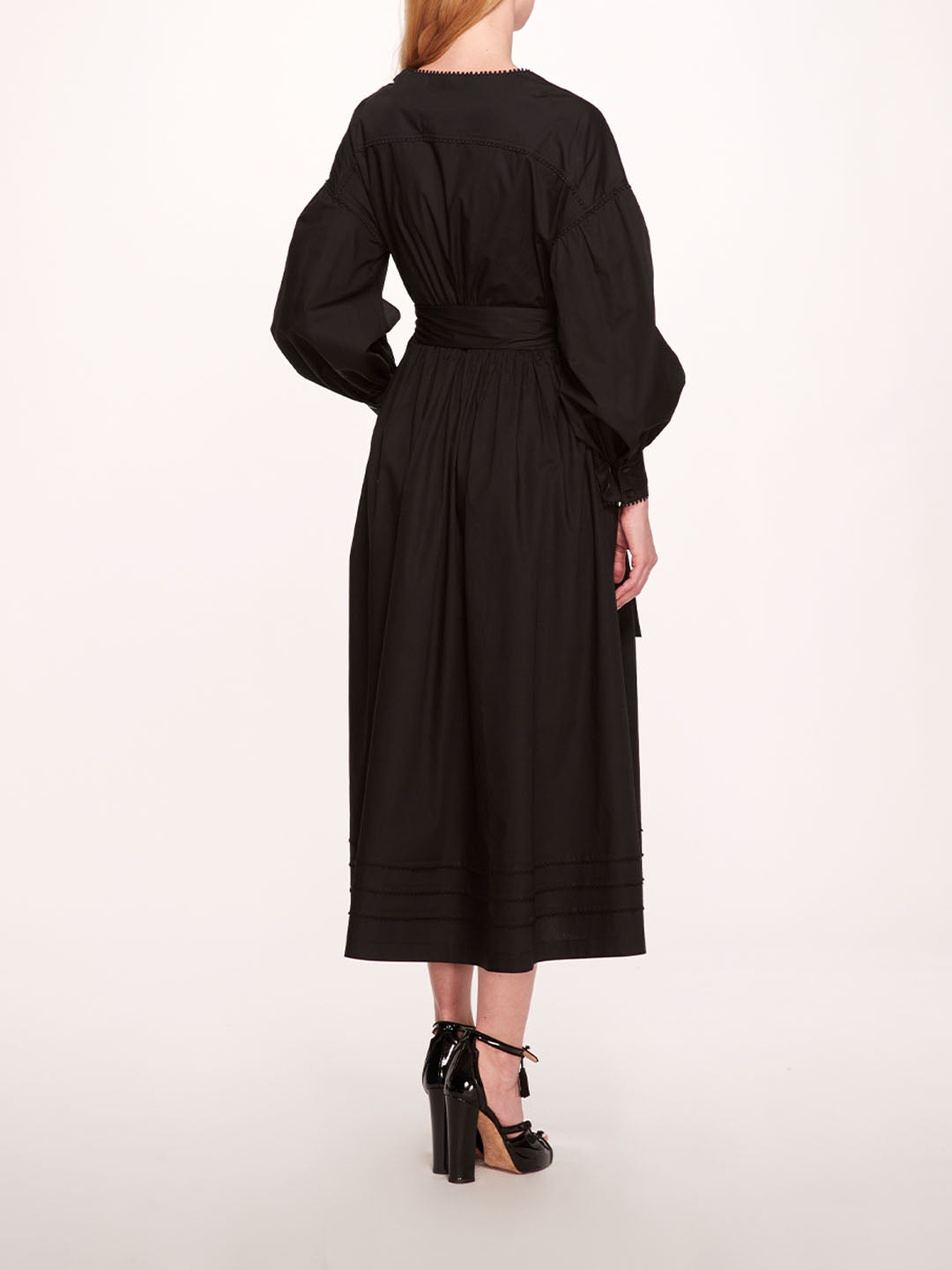 Poplin Midi V-Neck Dress | Marchesa