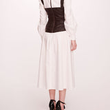 Faux Leather Poplin Corset Dress | Marchesa