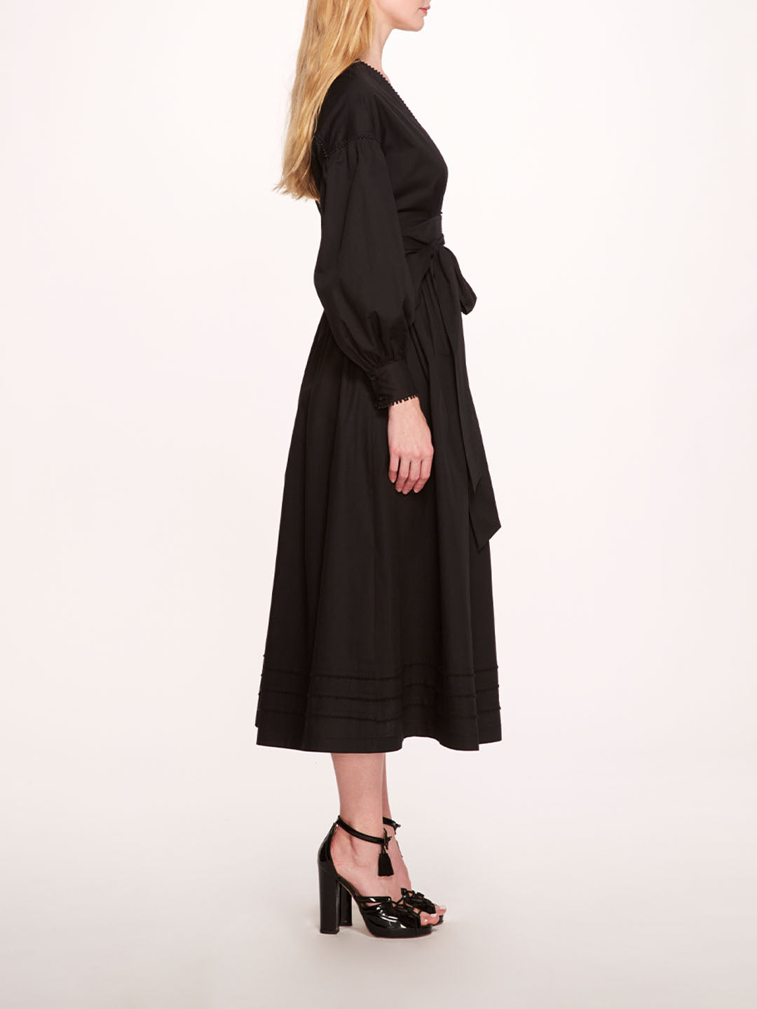 Poplin Midi V-Neck Dress | Marchesa