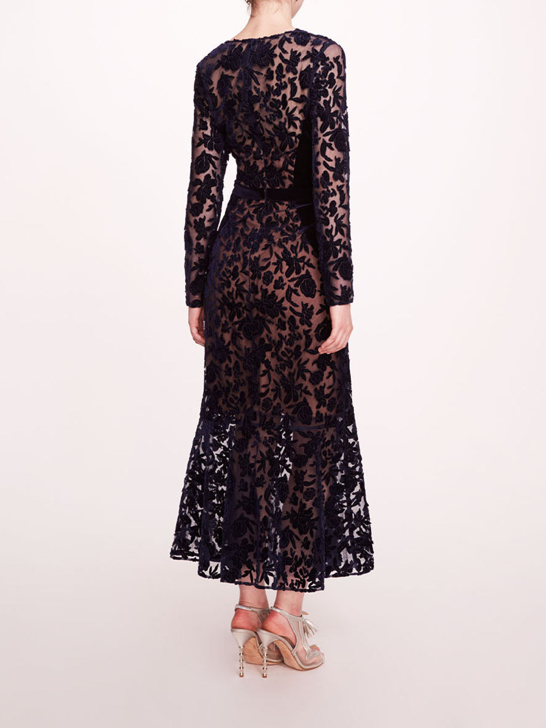 Long Sleeve Velvet Midi Dress – Marchesa