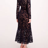 Long Sleeve Velvet Midi Dress