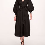 Poplin Midi V-Neck Dress | Marchesa
