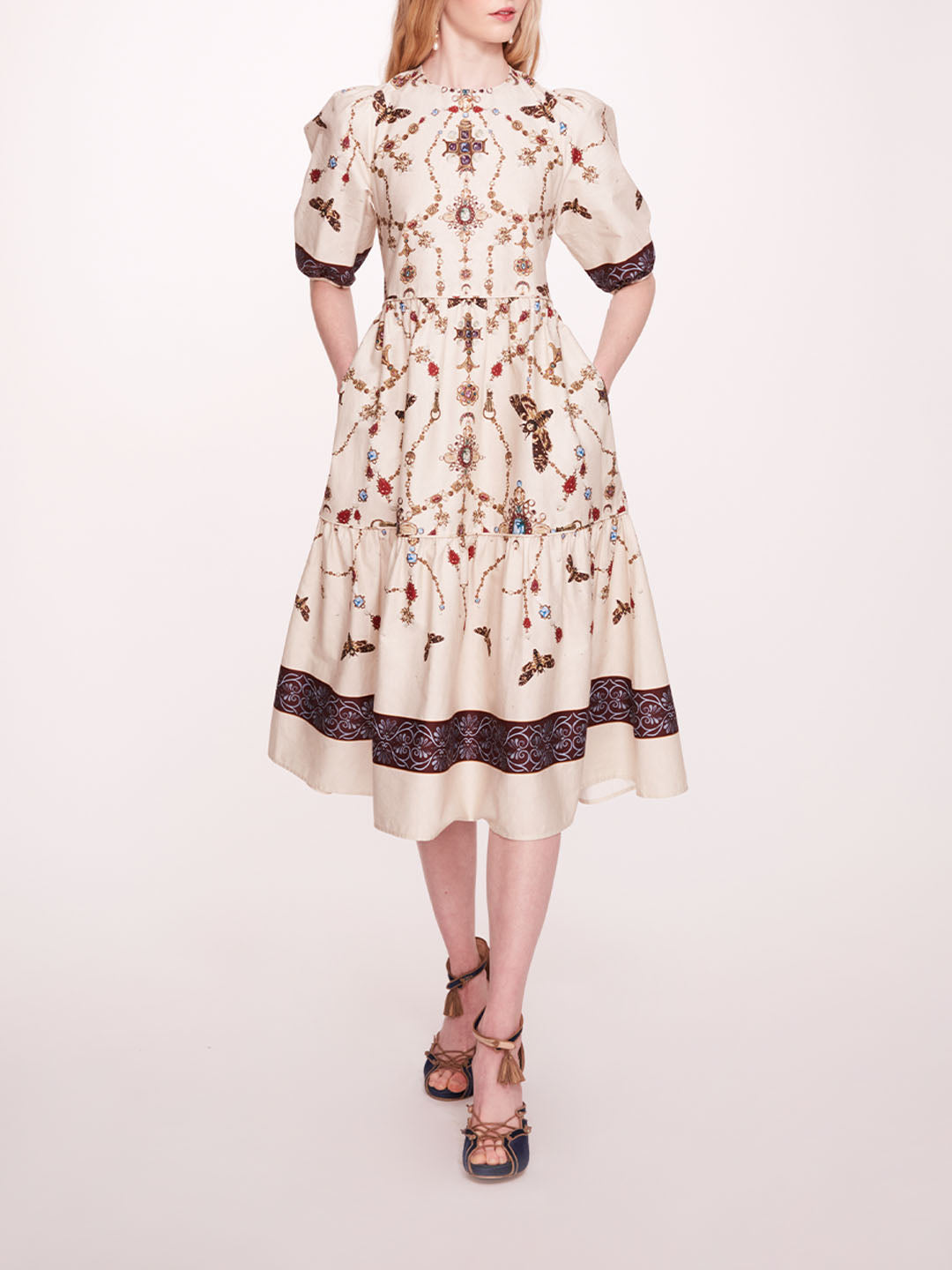 Printed Poplin Midi Dress | Marchesa