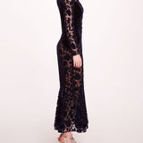 Long Sleeve Velvet Midi Dress