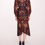 Printed Poplin Wrap Midi Dress