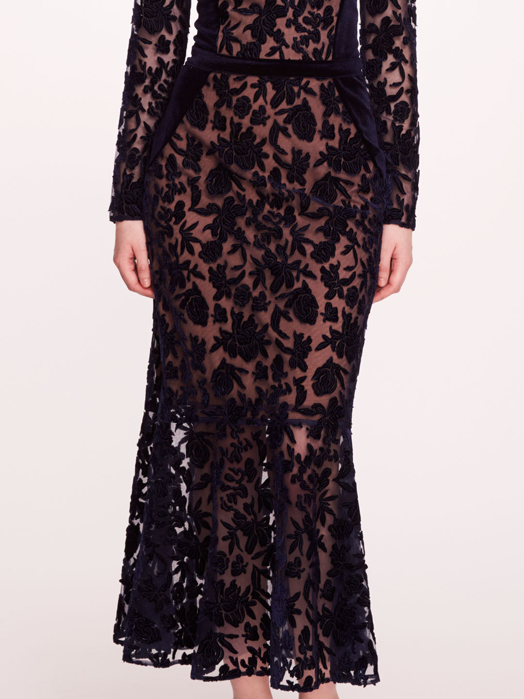 Long Sleeve Velvet Midi Dress | Marchesa
