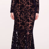 Long Sleeve Velvet Midi Dress | Marchesa