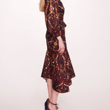 Printed Poplin Wrap Midi Dress