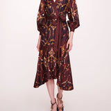 Printed Poplin Wrap Midi Dress