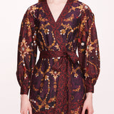 Printed Poplin Wrap Midi Dress