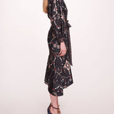 Printed Poplin Wrap Midi Dress