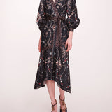 Printed Poplin Wrap Midi Dress