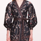 Printed Poplin Wrap Midi Dress