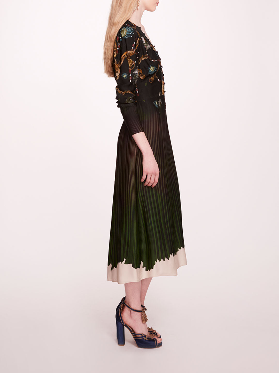 Viscose Georgette V-Neck Dress | Marchesa