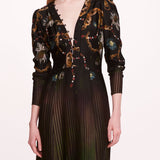 Viscose Georgette V-Neck Dress | Marchesa